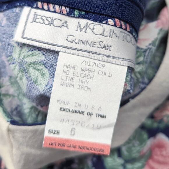 Vintage Jessica McClintock Gunne Sax Dress Girls Size 6 Floral Bib - Picture 4 of 4